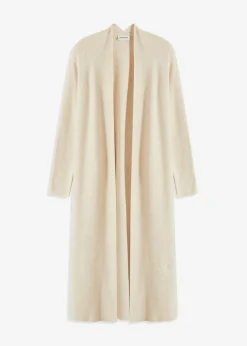 bonprix bonprix Cárdigan largo de punto con viscosa Beige jaspeado Online