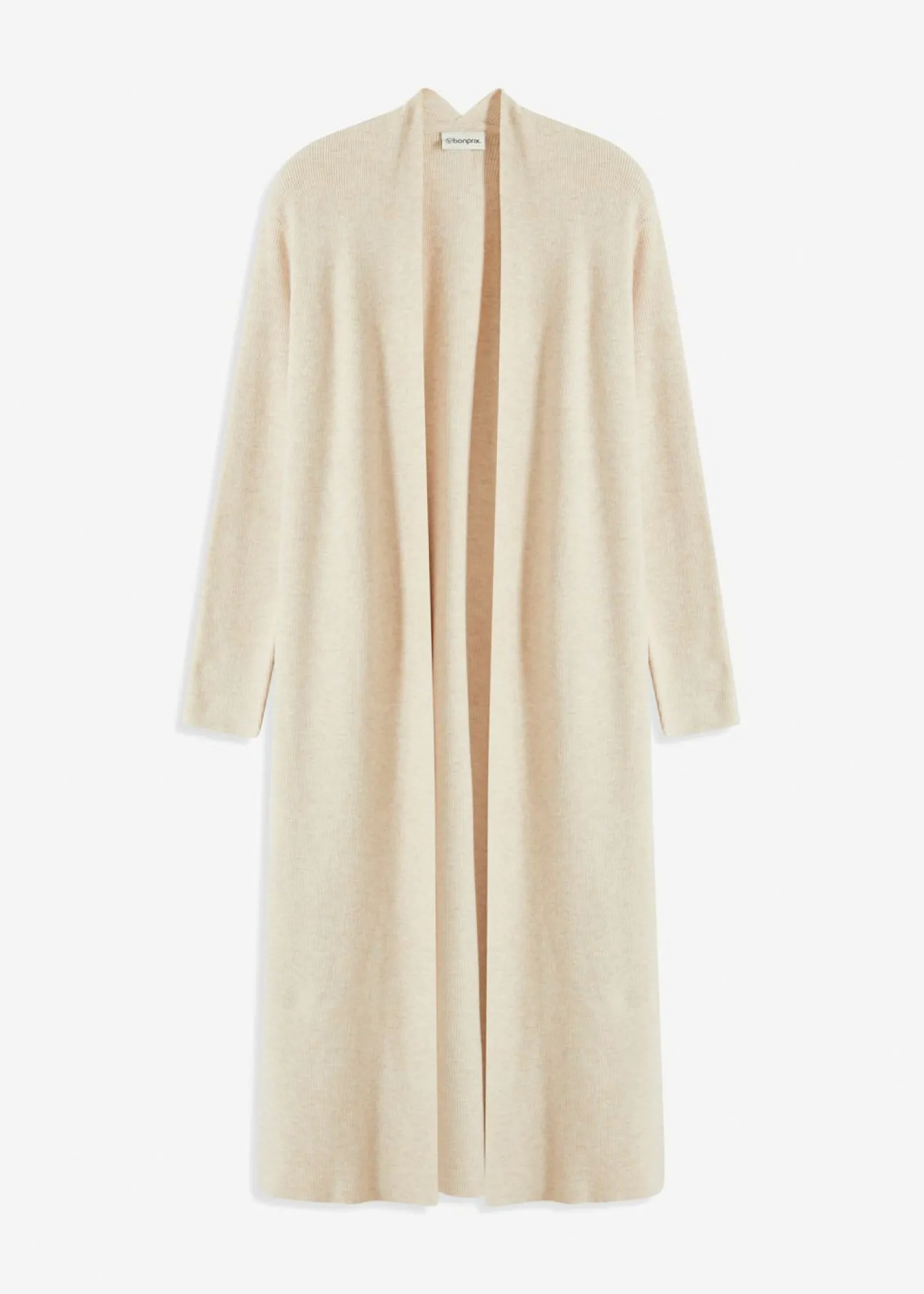 bonprix bonprix Cárdigan largo de punto con viscosa Beige jaspeado Online