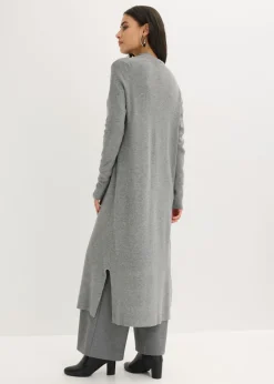 bonprix bonprix Cárdigan largo de punto con viscosa Gris jaspeado