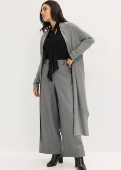 bonprix bonprix Cárdigan largo de punto con viscosa Gris jaspeado