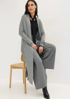 bonprix bonprix Cárdigan largo de punto con viscosa Gris jaspeado