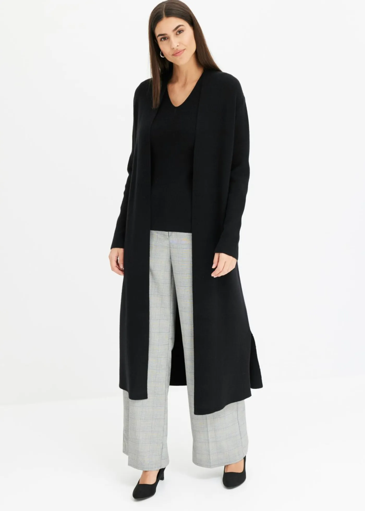 bonprix bonprix Cárdigan largo de punto con viscosa Negro Discount