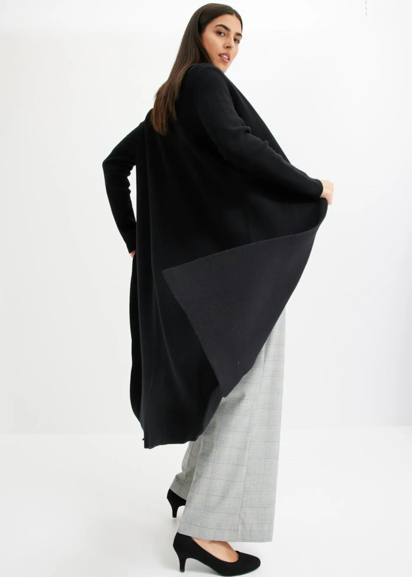 bonprix bonprix Cárdigan largo de punto con viscosa Negro Discount