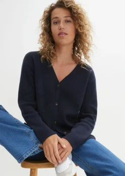 bonprix bonprix Cárdigan Milano de canalé Azul marino Hot