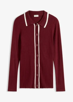 bonprix bonprix Cárdigan Smart rojo rubí-blanco lana