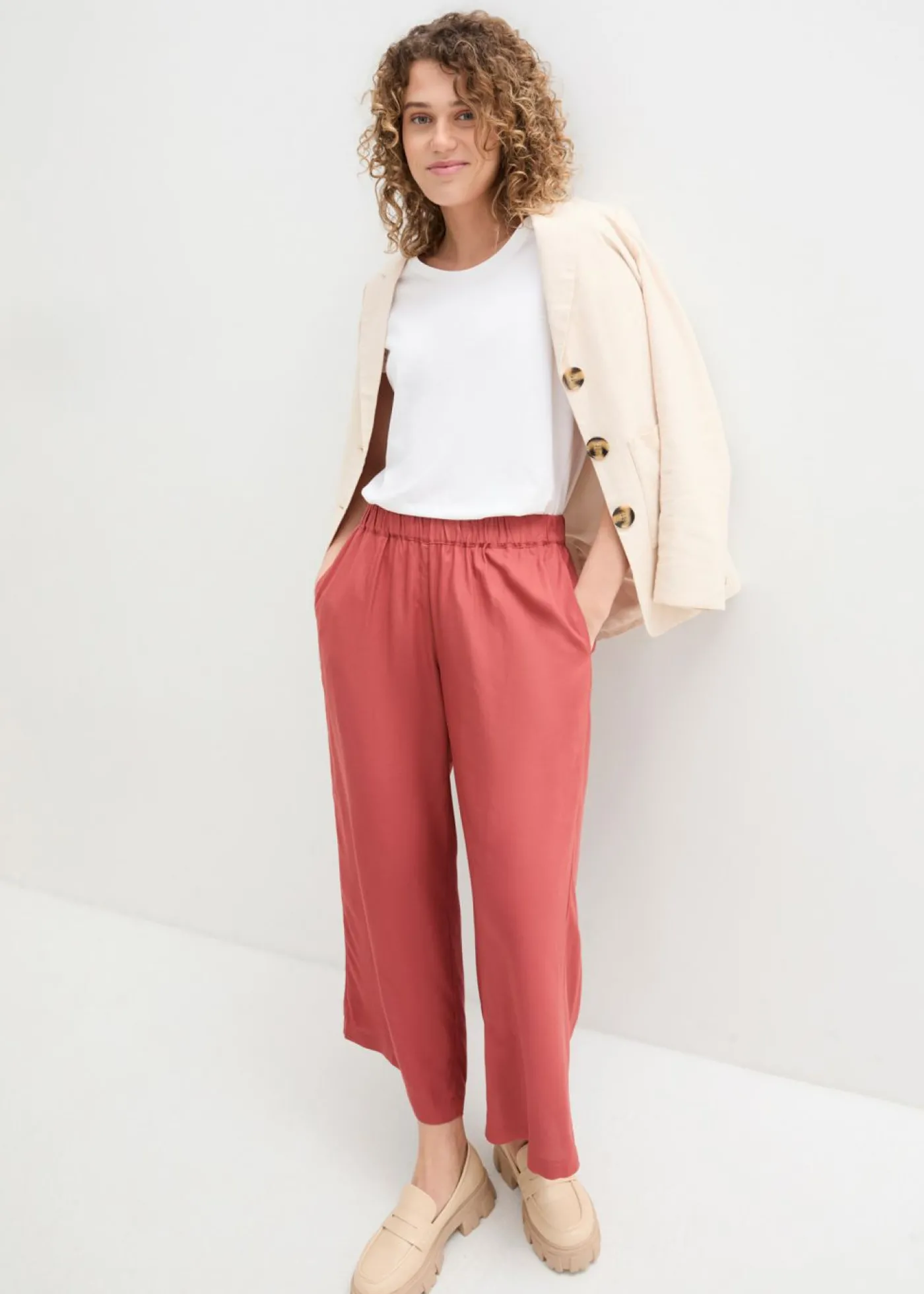 bonprix bonprix Culotte ancho de viscosa sostenible marrón marsala Online