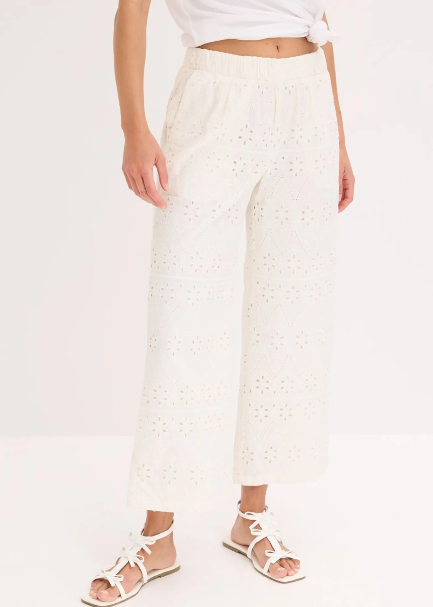 bonprix bonprix Culotte con bordado calado Blanco lana Clearance