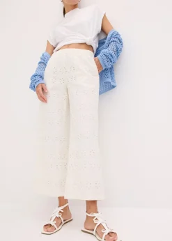 bonprix bonprix Culotte con bordado calado Blanco lana Clearance