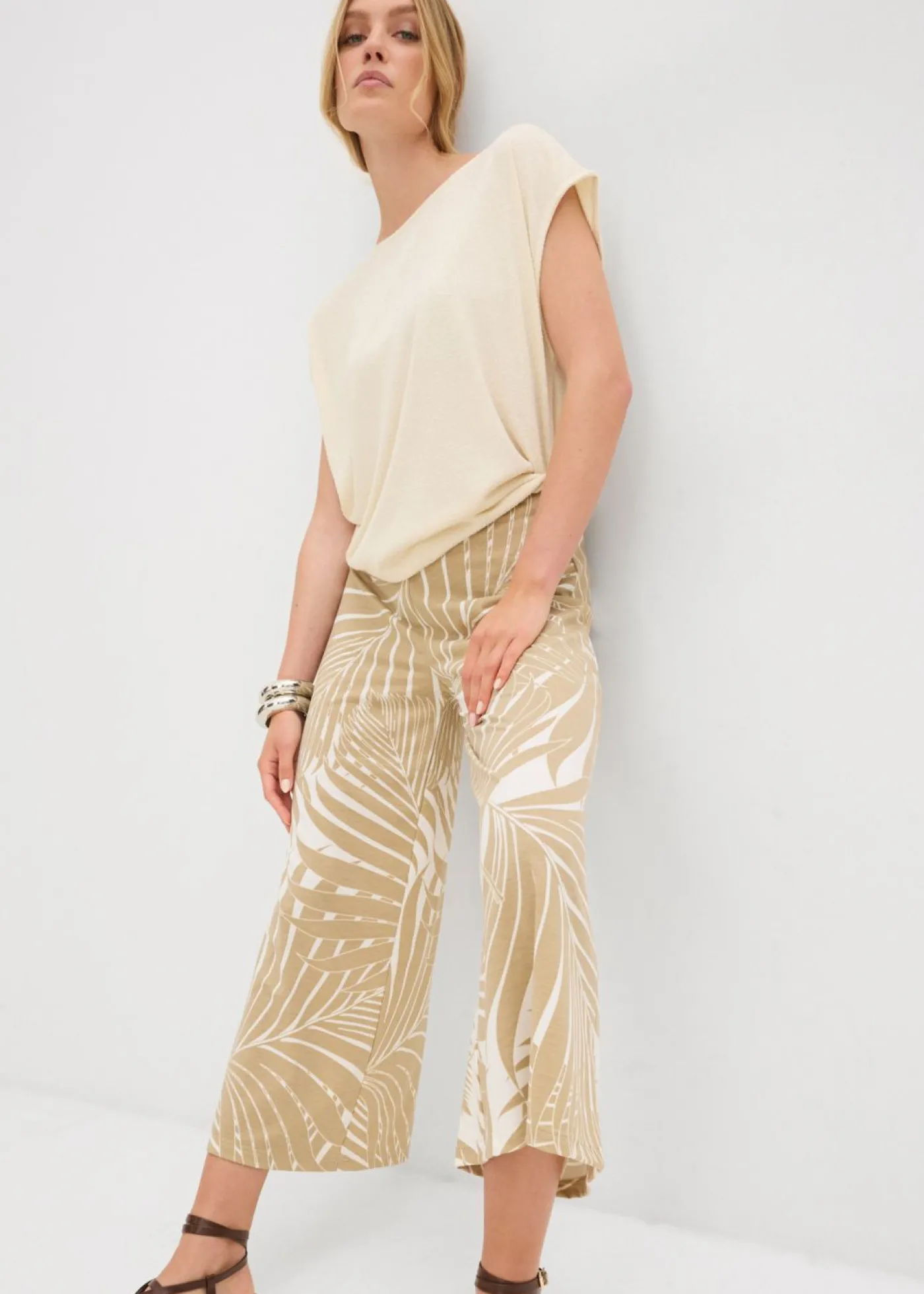 bonprix bonprix Culotte de mezcla de viscosa suave Blanco lana/beige nuevo estampado Clearance