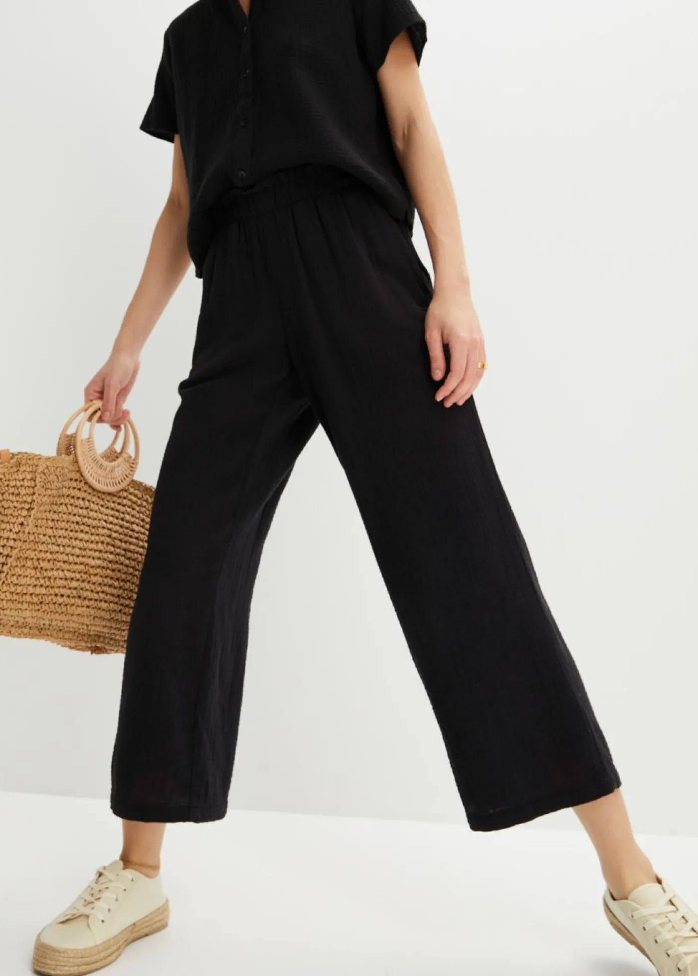 bonprix bonprix Culotte de muselina de algodón Negro Outlet