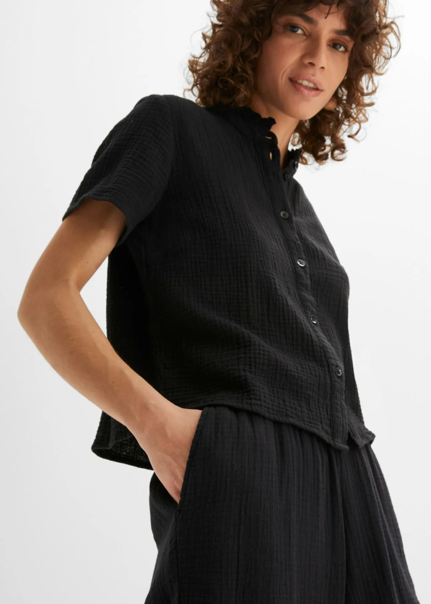 bonprix bonprix Culotte de muselina de algodón Negro Outlet