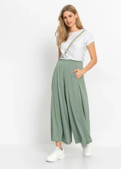 bonprix bonprix Culotte de punto con pierna ancha verde mate Outlet