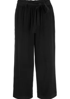 bonprix bonprix Culotte de viscosa con cinturón Negro Hot