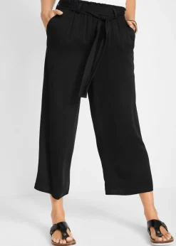 bonprix bonprix Culotte de viscosa con cinturón Negro Hot