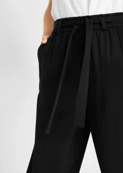 bonprix bonprix Culotte de viscosa con cinturón Negro Hot