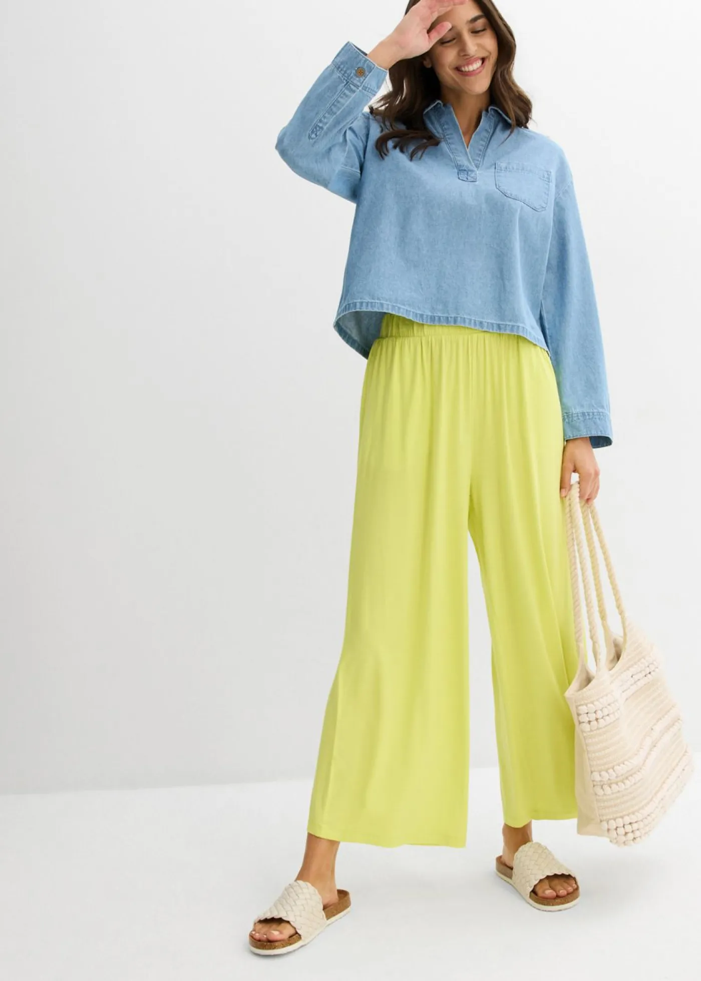 bonprix bonprix Culotte de viscosa fluida Amarillo cítrico Discount