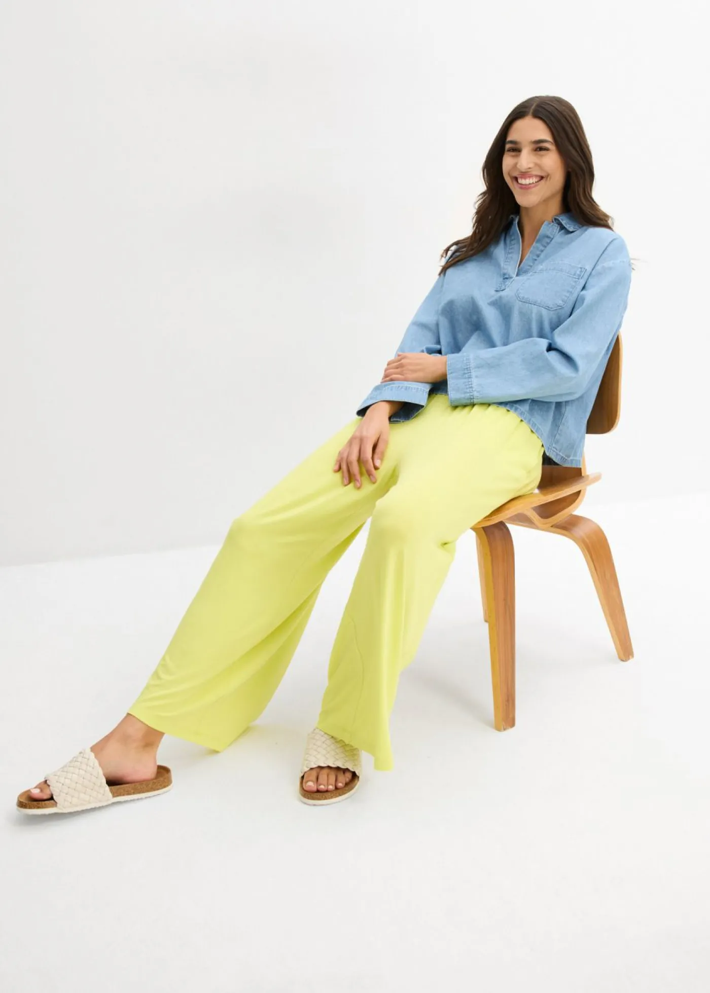 bonprix bonprix Culotte de viscosa fluida Amarillo cítrico Discount