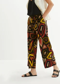 bonprix bonprix Culotte de viscosa fluida Negro-azul con estampado gráfico Online