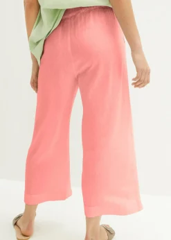 bonprix bonprix Culotte hasta la pantorrilla de mezcla de lino ligero Melocotón
