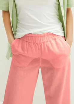 bonprix bonprix Culotte hasta la pantorrilla de mezcla de lino ligero Melocotón