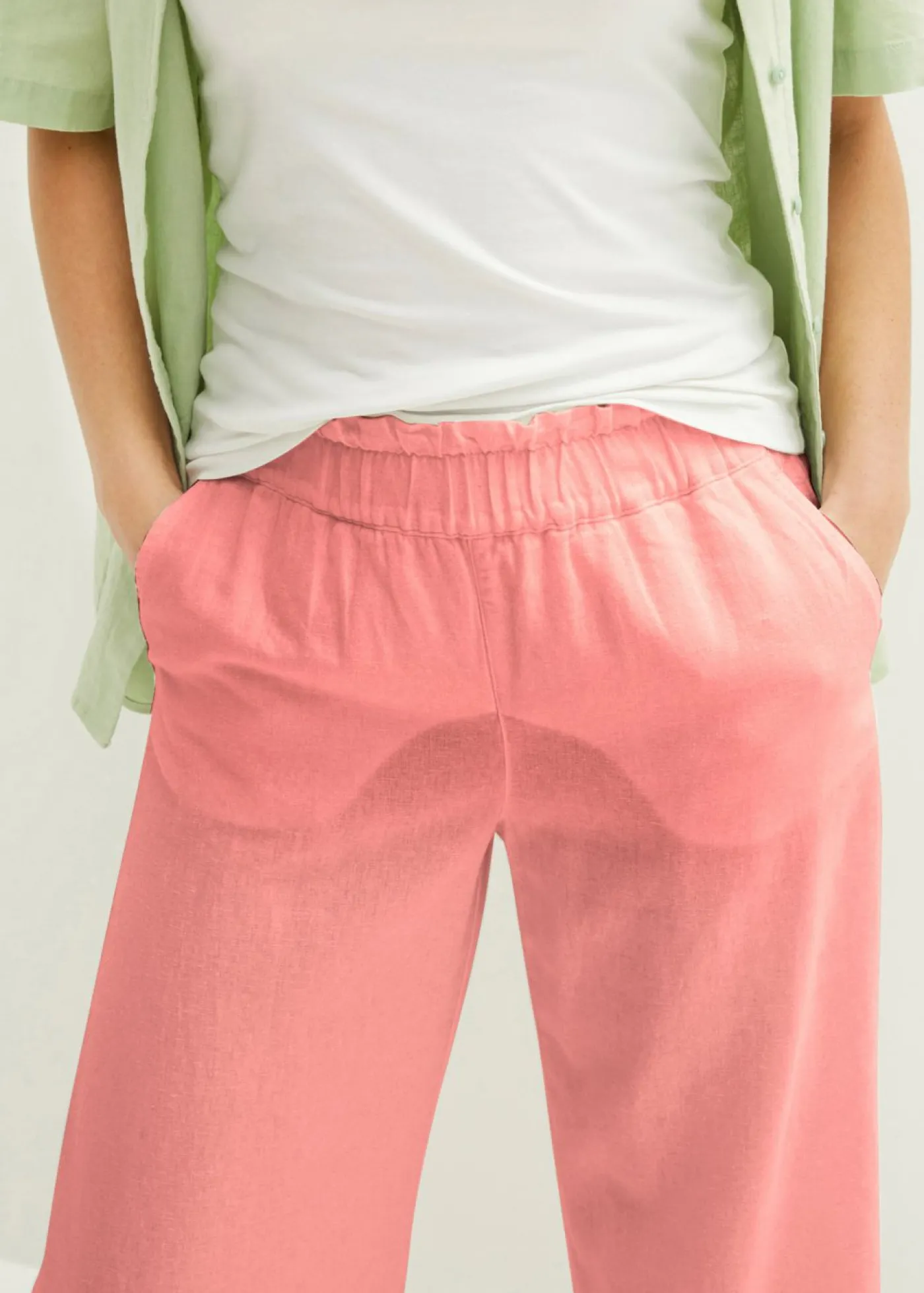 bonprix bonprix Culotte hasta la pantorrilla de mezcla de lino ligero Melocotón