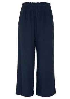 bonprix bonprix Culotte hasta la pantorrilla de mezcla de lino ligero Azul marino New
