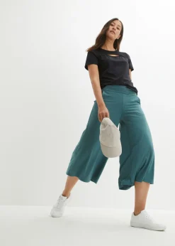 bonprix bonprix Culotte homewear con pernera ancha Verde grisáceo Hot