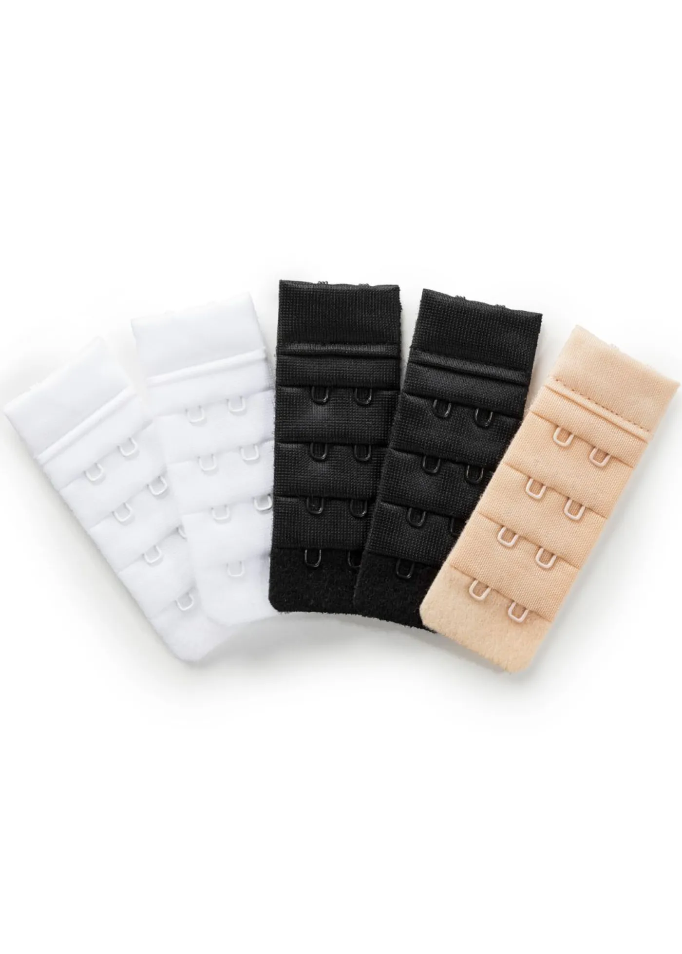 bonprix bonprix Extensores de sujetador (paquete de 5) con cierre de 2 ganchos 1 nude + 2 negro + 2 blanco New