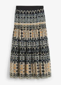 bonprix bonprix Falda azul oscuro-verde oliva claro-gris guijarro-miel Sale