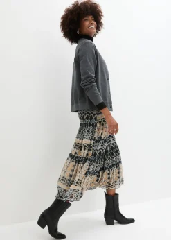 bonprix bonprix Falda azul oscuro-verde oliva claro-gris guijarro-miel Sale