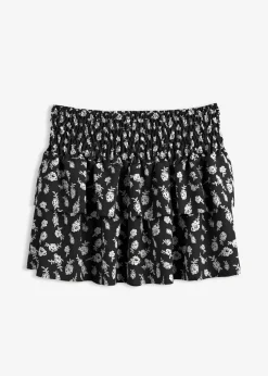 bonprix bonprix Falda a capas de tejido arrugado estructurado Negro-blanco lana Outlet
