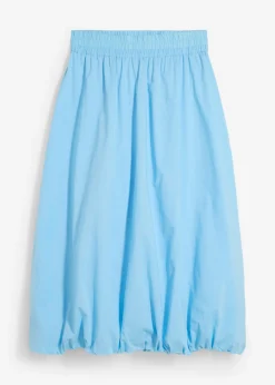 bonprix bonprix Falda abullonada de algodón puro Azul claro Best