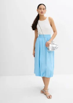 bonprix bonprix Falda abullonada de algodón puro Azul claro Best