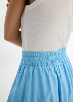 bonprix bonprix Falda abullonada de algodón puro Azul claro Best