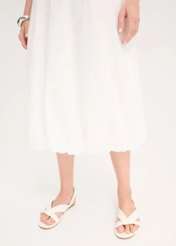 bonprix bonprix Falda abullonada de algodón puro Blanco