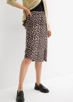 bonprix bonprix Falda con abertura y estampado de leopardo estampado leo beige Clearance