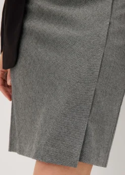 bonprix bonprix Falda con aspecto cruzado y patrón de espiga Gris jaspeado Outlet