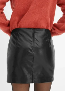 bonprix bonprix Falda corta de piel sintética Negro New