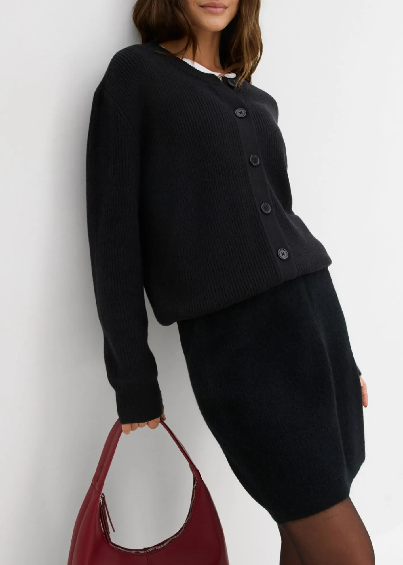 bonprix bonprix Falda corta de punto Negro Online