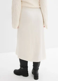 bonprix bonprix Falda corta de punto de mezcla de viscosa suave blanco perla Hot