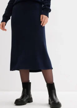 bonprix bonprix Falda corta de punto de mezcla de viscosa suave Azul marino Hot