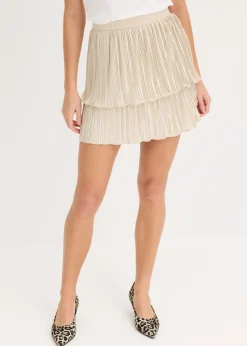bonprix bonprix Falda corta plisada Champán Online