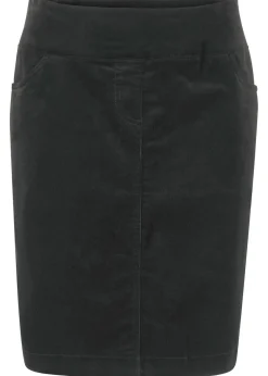 bonprix bonprix Falda de algodón de pana, elástica, con cintura cómoda Negro