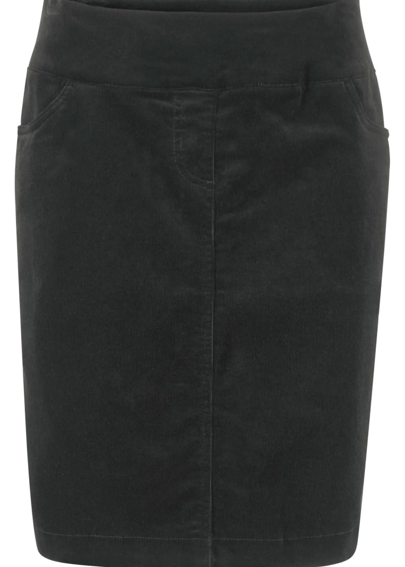 bonprix bonprix Falda de algodón de pana, elástica, con cintura cómoda Negro