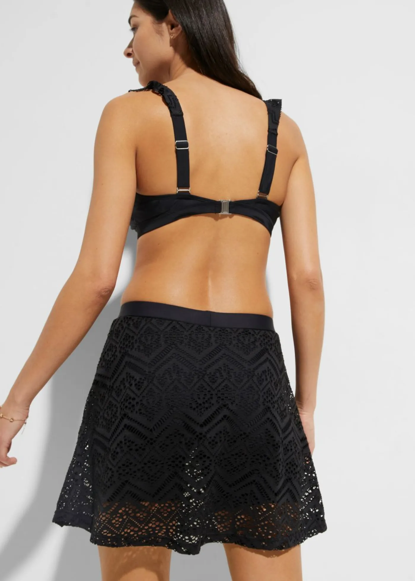 bonprix bonprix Falda de baño con encaje Negro Best