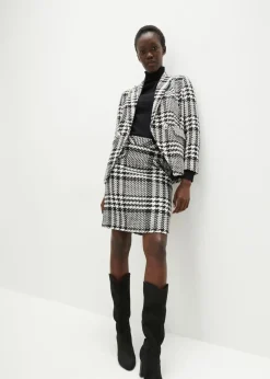 bonprix bonprix Falda de bouclé suave Negro-blanco lana a cuadros Clearance