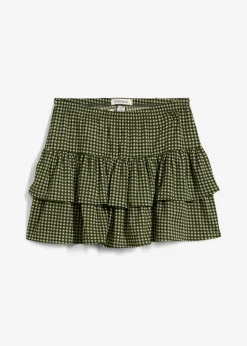 bonprix bonprix Falda de capas de crepé estructurado verde alga a cuadros Best