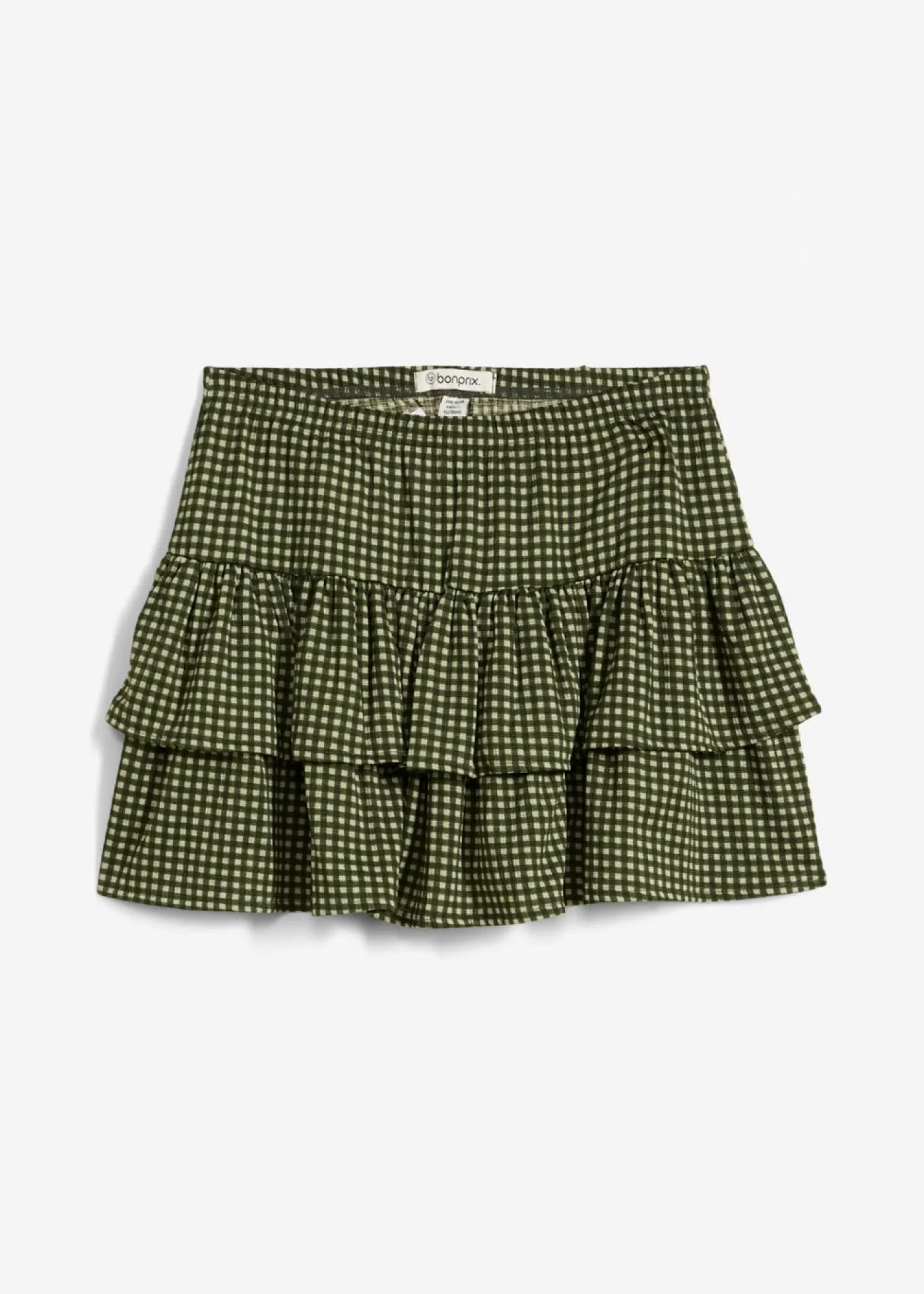 bonprix bonprix Falda de capas de crepé estructurado verde alga a cuadros Best