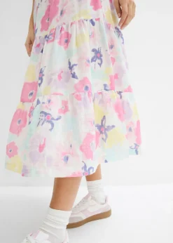 bonprix bonprix Falda de capas de muselina rosa flamenco con flores Sale