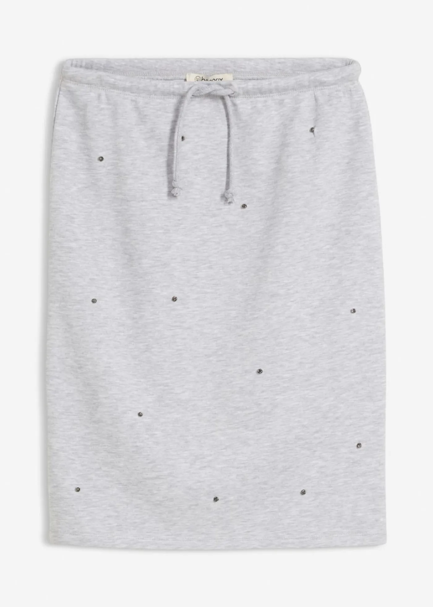 bonprix bonprix Falda de chándal con tachuelas Gris claro jaspeado Clearance